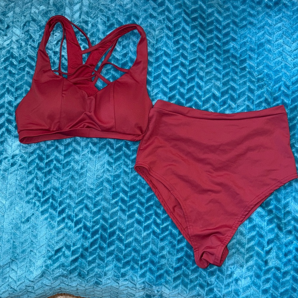 Lunalae Red High-Waisted Bikini Set - Top 6/Bottom 8